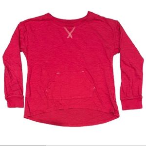 Children’s Place Magenta Cotton Pocket Crew Neck Long Sleeve - Size 7/8